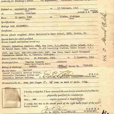 Honorable Discharge united States Coast Guard