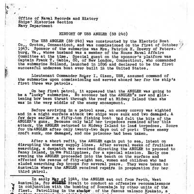 History of USS Angler SS-240