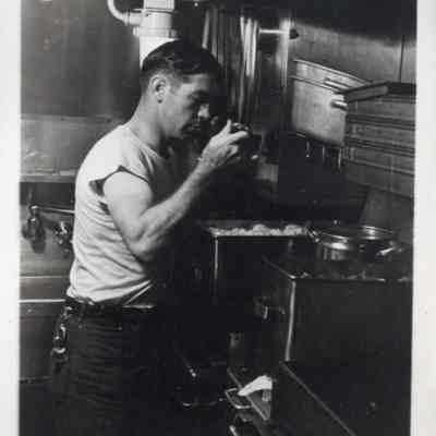 Merl Crosbie in galley