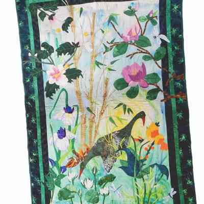 Bamboo, Flowers & 2 Geese