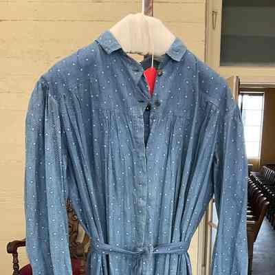 Long sleeve full length patterned wrapper work dress