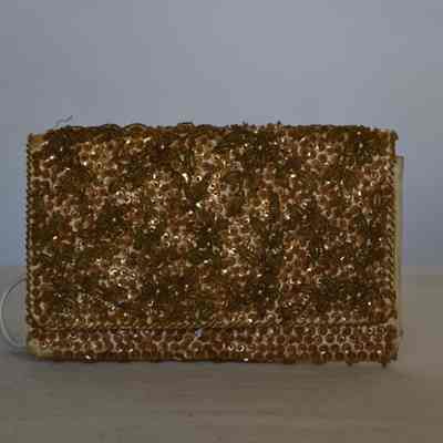 Satin beaded and embroidered clutch wallet