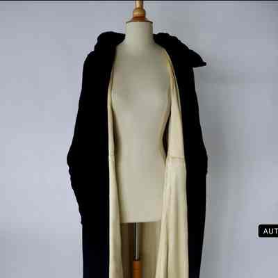 Dolman sleeve velvet open front long mantle coat