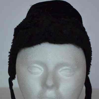 Velvet/faux shearling small bonnet with ties