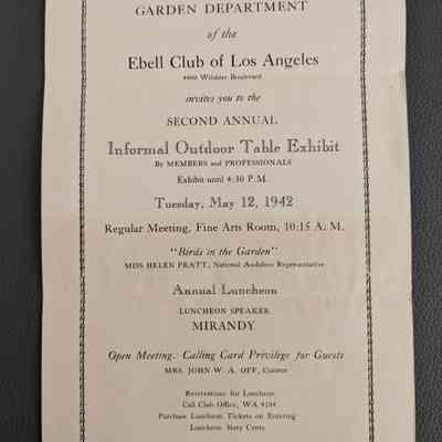 Garden Department program flyer 1942