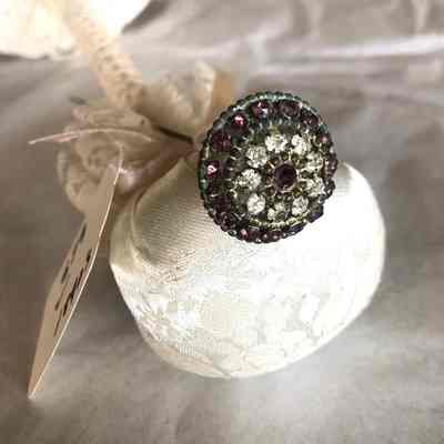 Hat Pin, Pink White Rhinestones in Cluster
