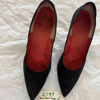 Black Fabric Heeled Pumps