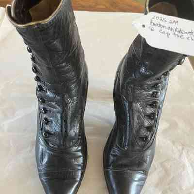 Boots: Heeled with Cap Toe + Button Closure