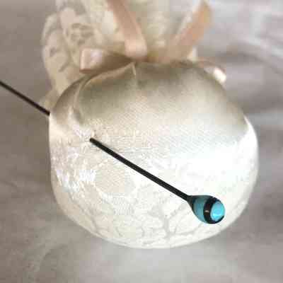 Hat Pin, Turquoise with Silver Swirl