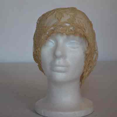 Embroidered lace boudoir cap