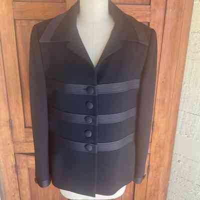 Single breasted jacket with quilted satin trim, satin buttons