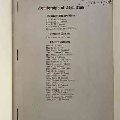 Department of Bird Study & Forestry membership list, 1913-1914