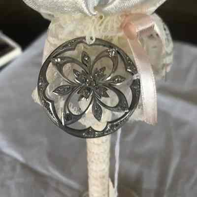 Hat Pin, Open Medallion Style with Small Rhinestone Inlays