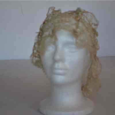 Lace boudoir headband with ribbons and small flowers