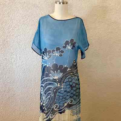 Long floral print dress with grown on short sleeve and self sash