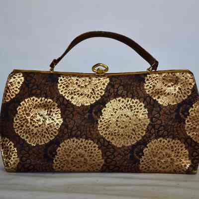 Rectangular brocade evening bag