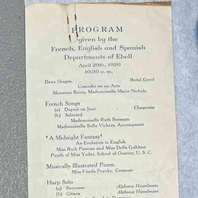Program given by the French, English and Spanish Departments, April 29, 1920