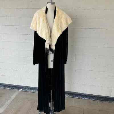 Full length velvet coat with detachable ermine collar