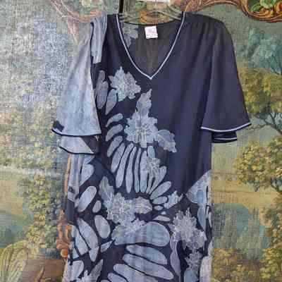 Cotton voile dress with floral motif and sash self belt