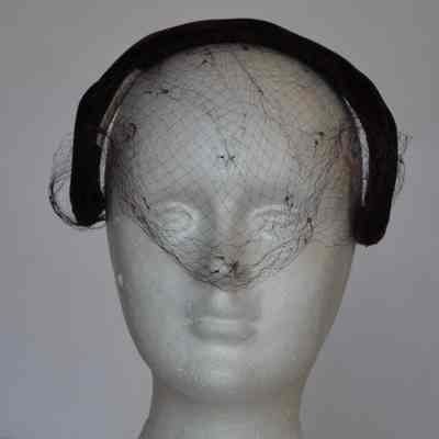 Velvet cocktail hat with veil