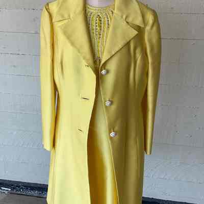 Shift dress with rope and sequined embellishment and matching coat