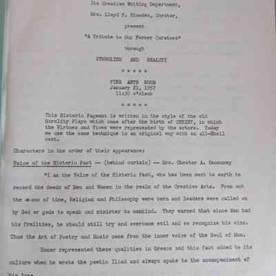 "A Tribute to Our Former Curators" 1957