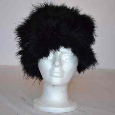 Hat - (2) Feather Covered toque with slight Ear Flaps