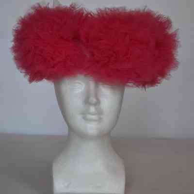Tulle covered pillbox hat