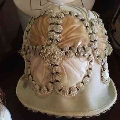 Wool felt cloche with velvet and silk applique flowers