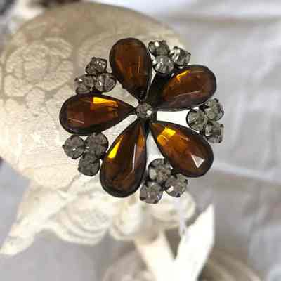 Hat Pin, Rhinestone Flower Design
