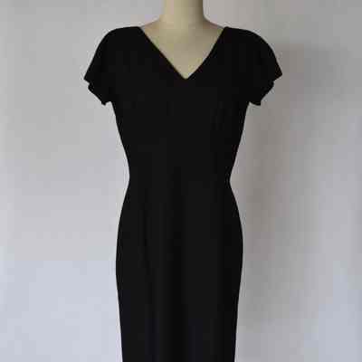Cap sleeve v-neck wool sheath with matching short jacket