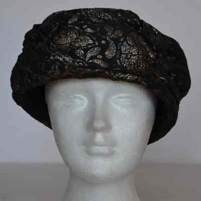 Metallic brocade structured toque