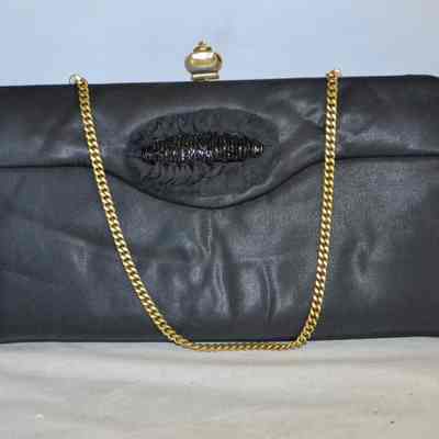 Silk evening clutch with bead and ribbon work embellishment