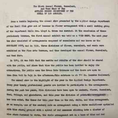 The Sixth Annual Flower, Succulent and Weed Show history, 1942