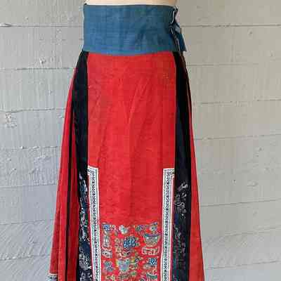 Antique Chinese wrap skirt with forbidden stitch