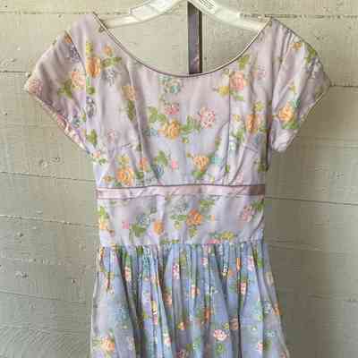 Floral flocked cap sleeve party dress with gathered skirt