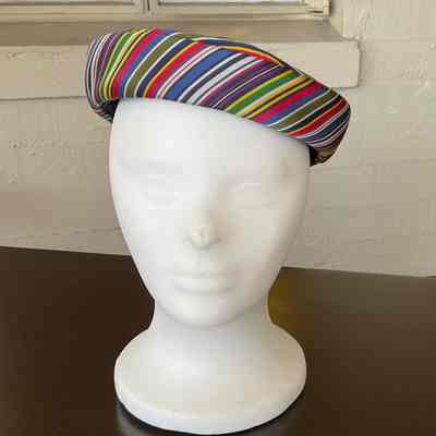 Striped multicolor low pillbox