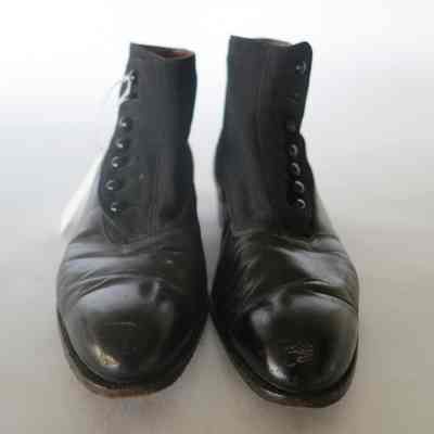 Black Ankle Button Up Boots Upper fabric Lower leather