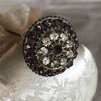 Hat Pin, Pink White Rhinestones in Cluster