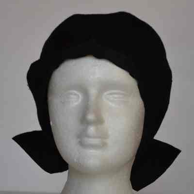 Short pile fur cloche with back bow and grosgrain trim