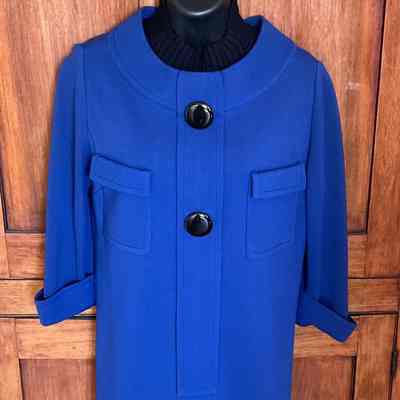 Knit sheath with 3/4 length cuffed sleeves, turtleneck dickey