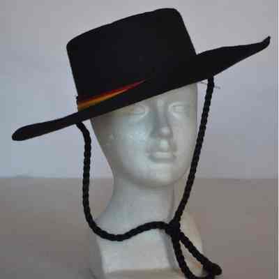 Felt gaucho hat with multicolor hat band and braided tie