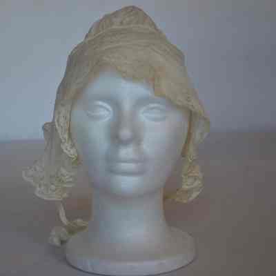 Hat - Embroidered Bonnet with Lace Trim