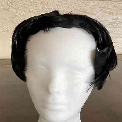 Black feather cocktail hat