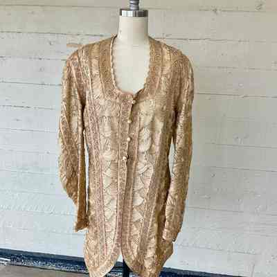 Long sleeve four button soutache, cording and ribbon on mesh jacket