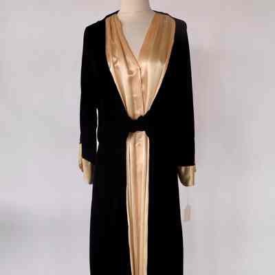 Long velvet dress with charmeuse front panels and cuffs