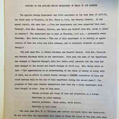 History of the Applied Design Department by Barbara Stickney Smith (11 pages)