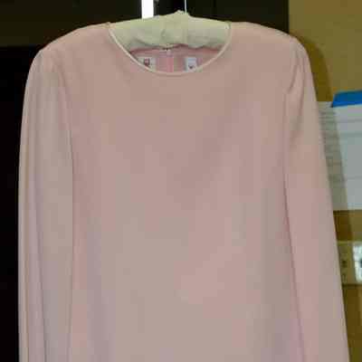 Tiered shift with satin trim and long sleeves