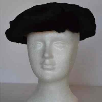 Beret style black hat