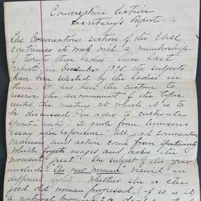 Conversation Section Secretary's Report, December 1895